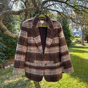 Anthropologie Brown Plaid Jacket